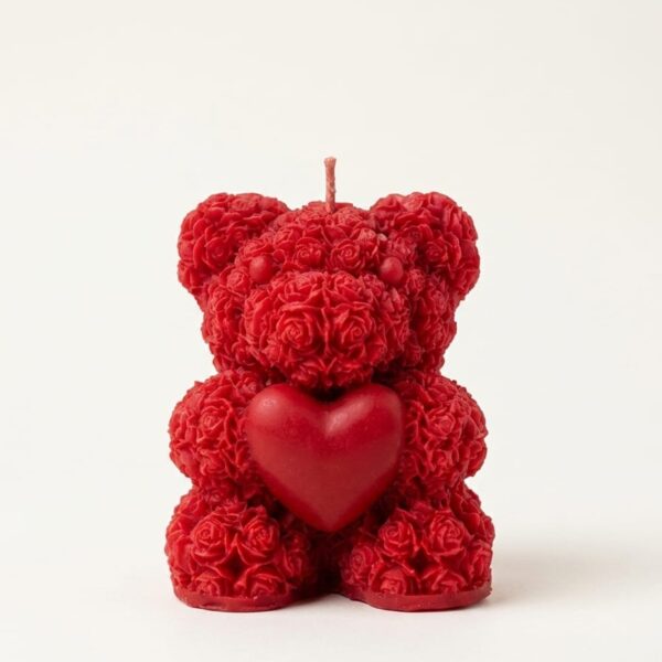 Rose Bear Heart Candle