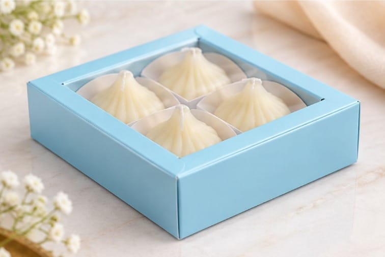 Aromace Luxe Modak Candle Box – Set of 4 Decorative Floral Scented Candles | Premium Festive Gift Box for Ganesh Chaturthi & Diwali Gifting - Image 2