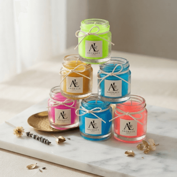 Mini Jar Candle Set – assorted colours (set of 6)