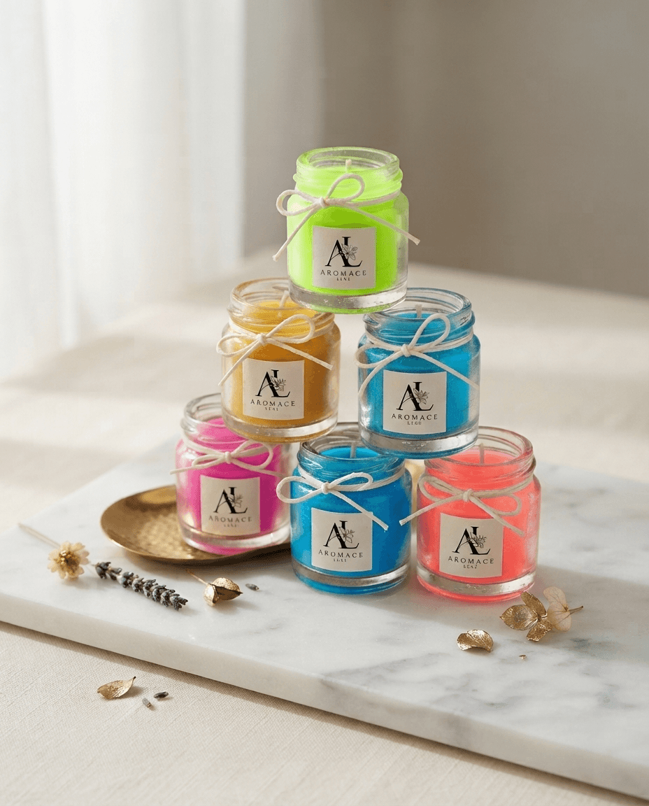 Mini Jar Candle Set – assorted colours (set of 6)